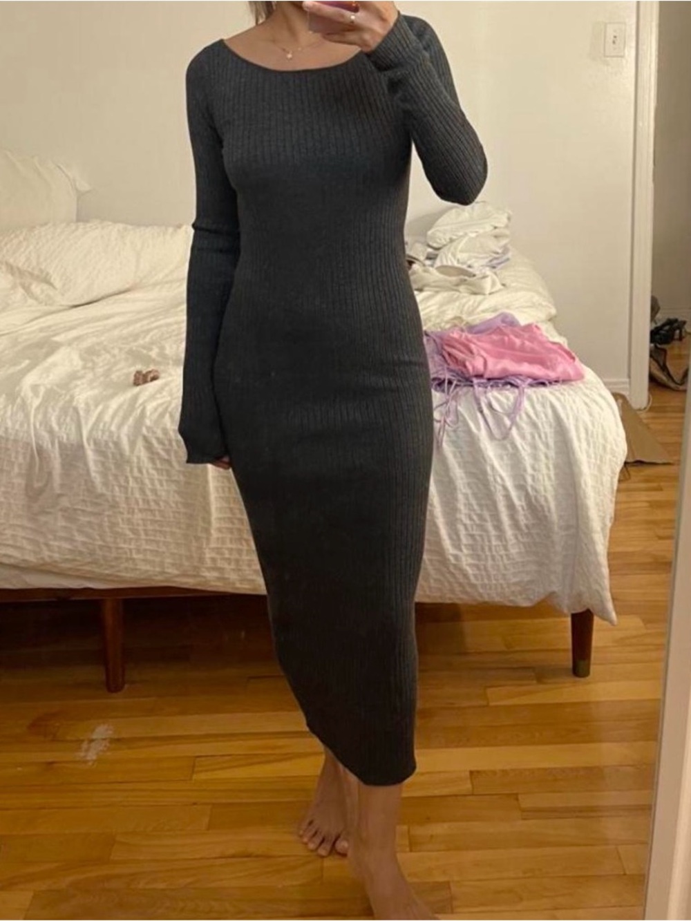 Zara Ribbed Knit Midi Dress